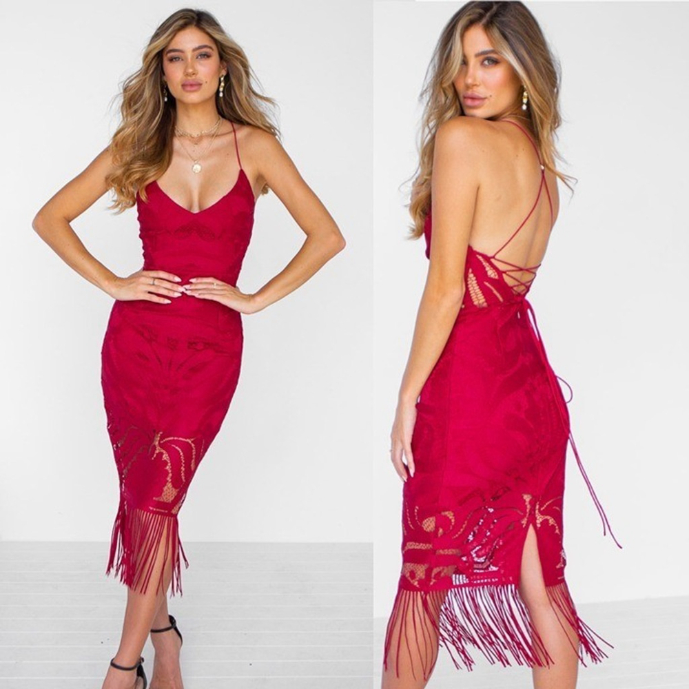 Elegant Red Lace Mini Dress